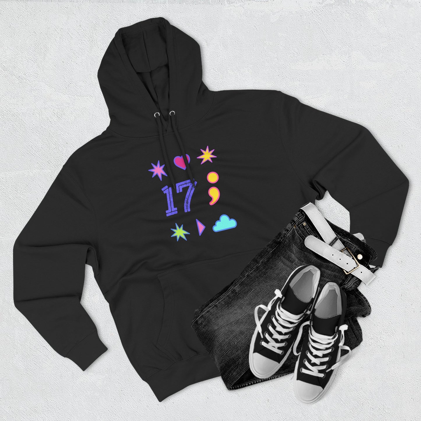 Symbols of 17 Aesthetic Three-Panel Fleece Hoodie - snazzymerch