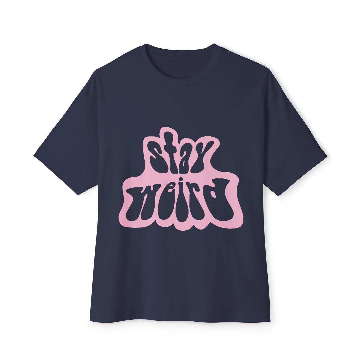 Retro Pink “Stay Weird” Typography Unisex Oversized Boxy Tee - snazzymerch
