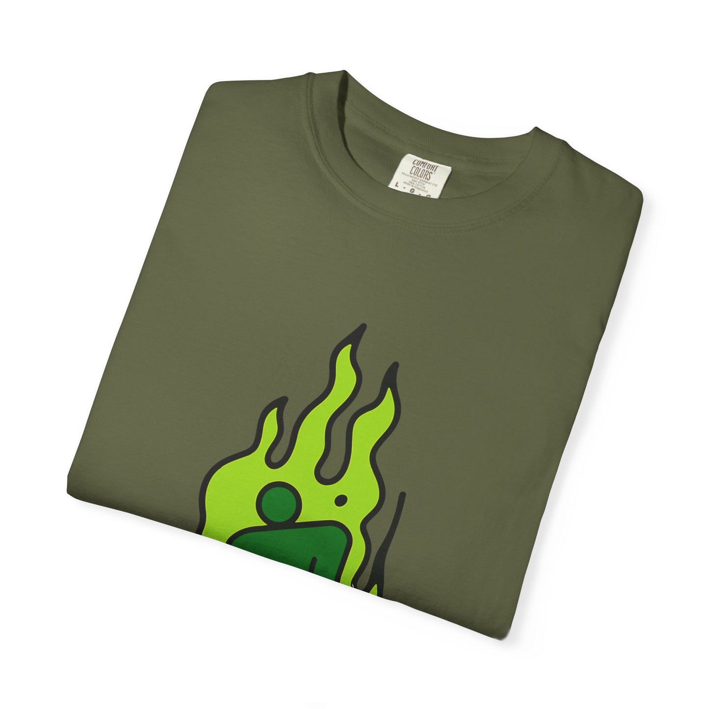 Billie Eilish Inspired Dyed T-shirt – Green Flame Icon Edition Printify