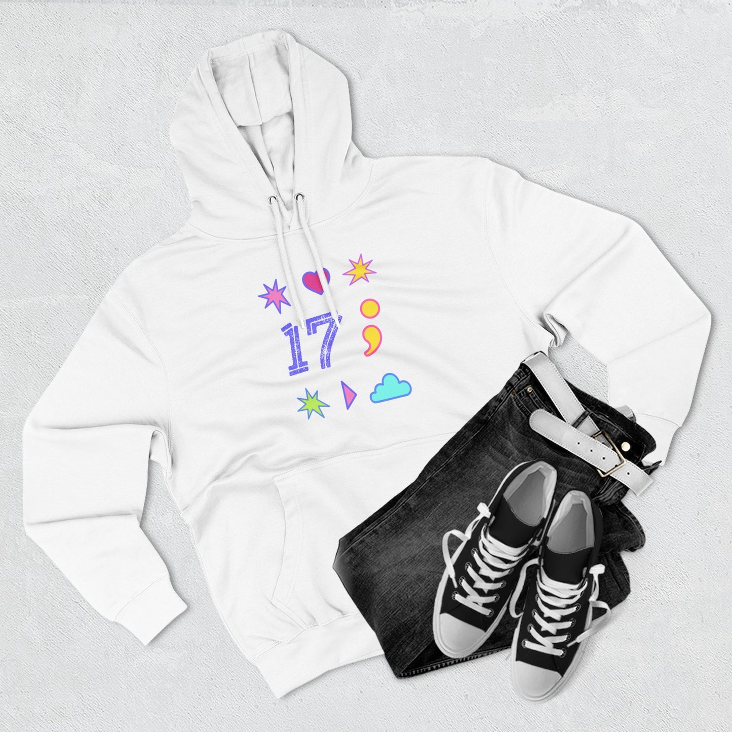 Symbols of 17 Aesthetic Three-Panel Fleece Hoodie - snazzymerch