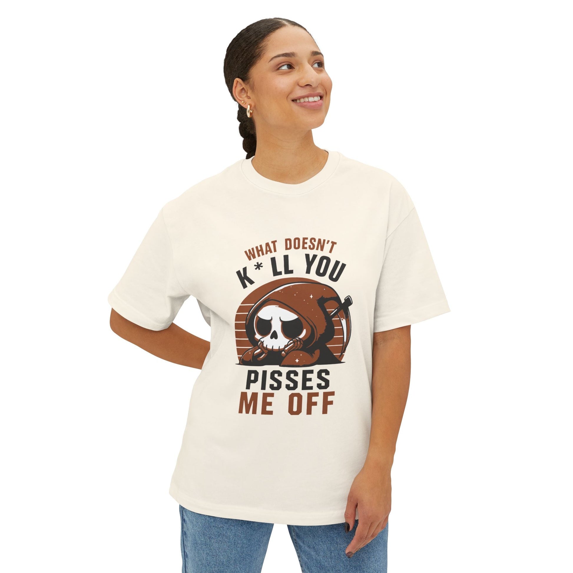 Oversized boxy Tee – Snazzy Piss Me off Edition Printify