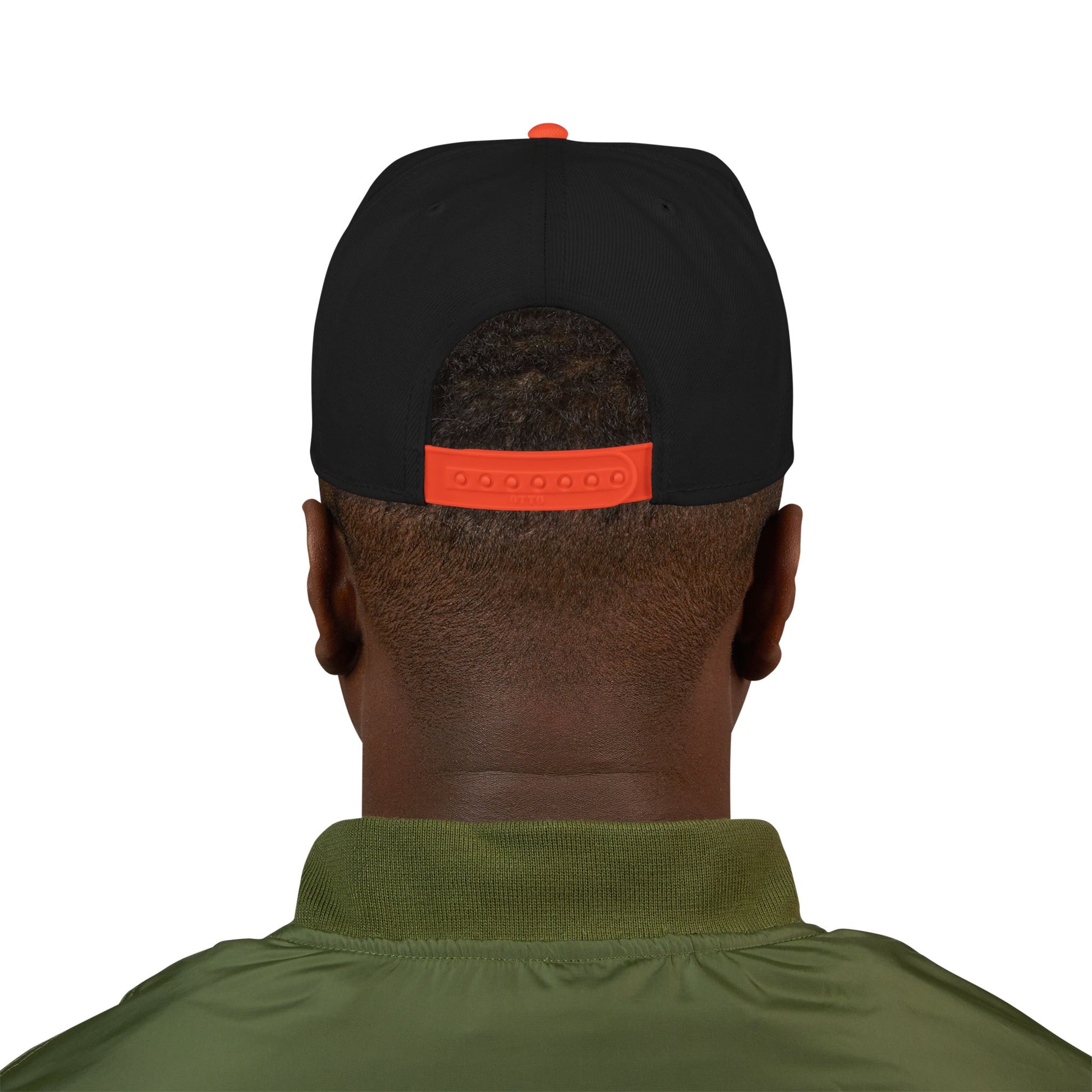 Orange Lightning Text Logo Snapback Cap Printify