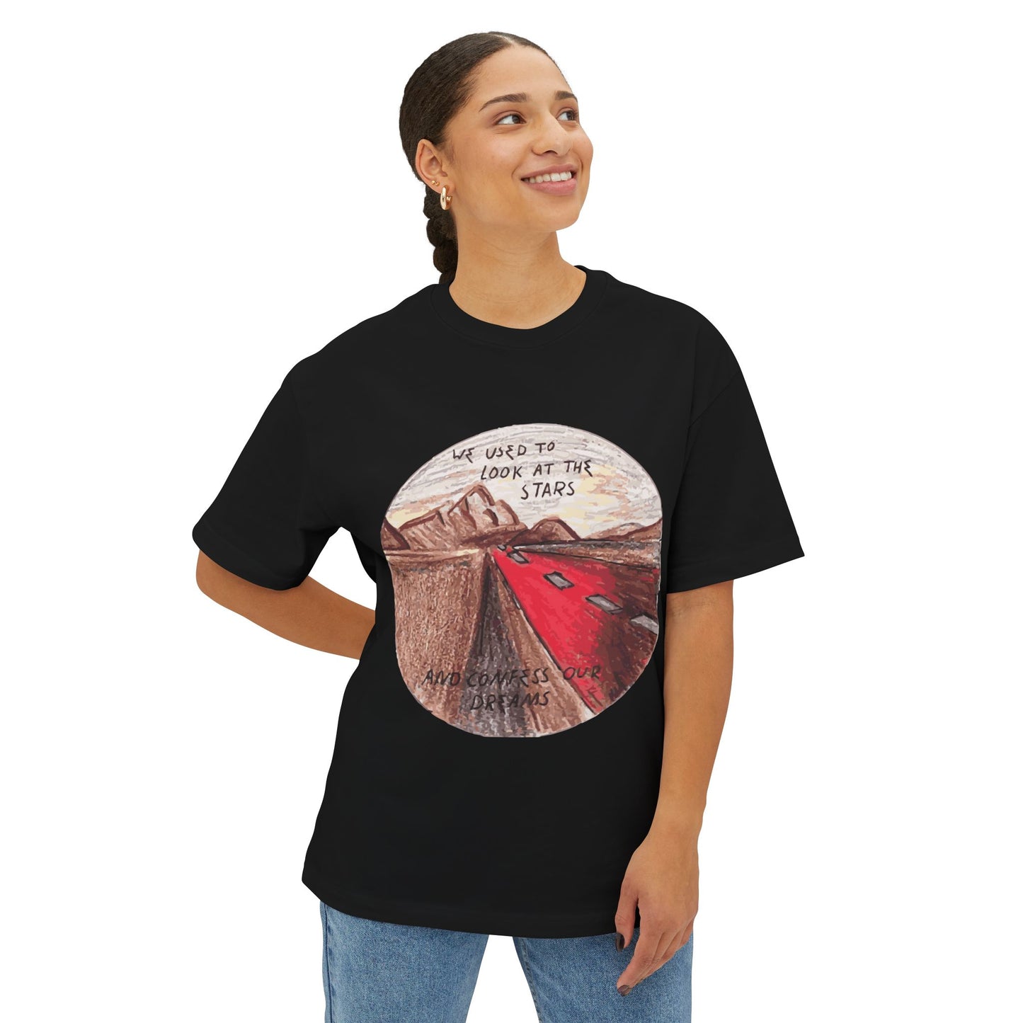 Hand-Drawn Desert Unisex Oversized Boxy Tee - snazzymerch