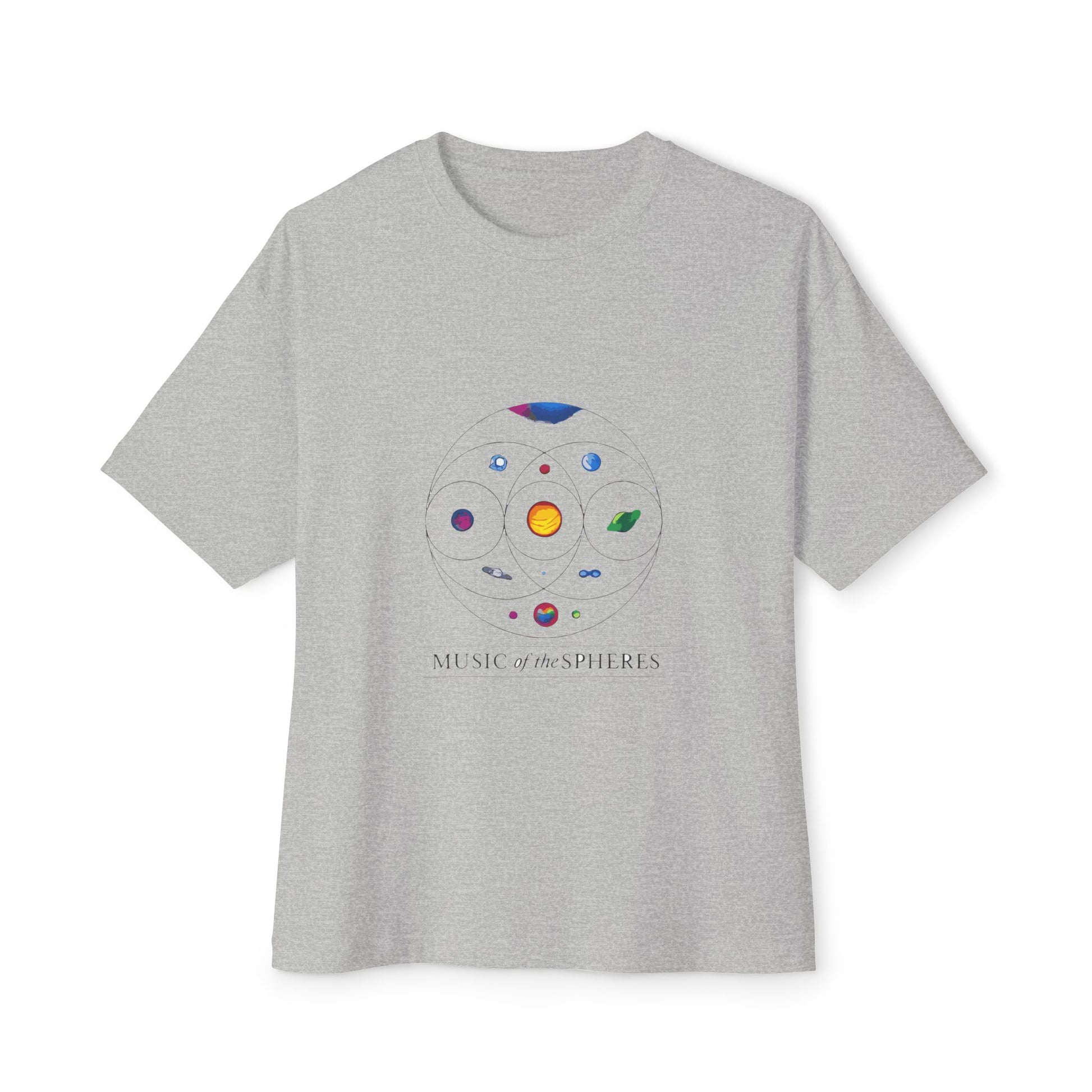 Colorful Planetary Orbit Diagram Unisex Oversized Boxy Tee Printify