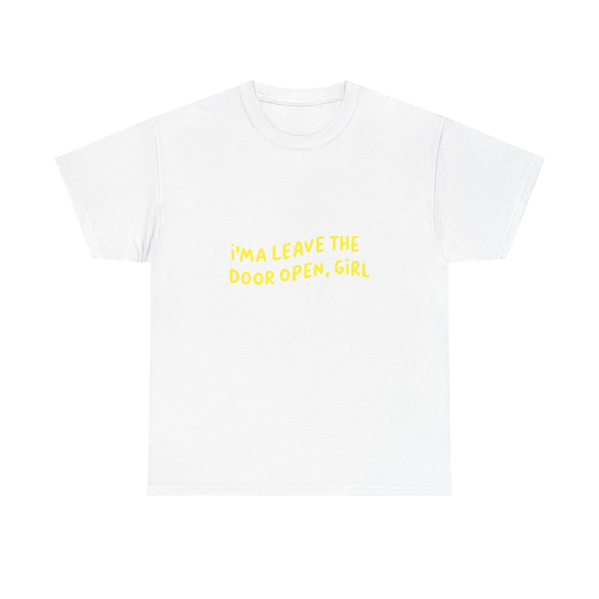 Open Vibes Yellow Script Unisex Heavy cotton Tee Printify