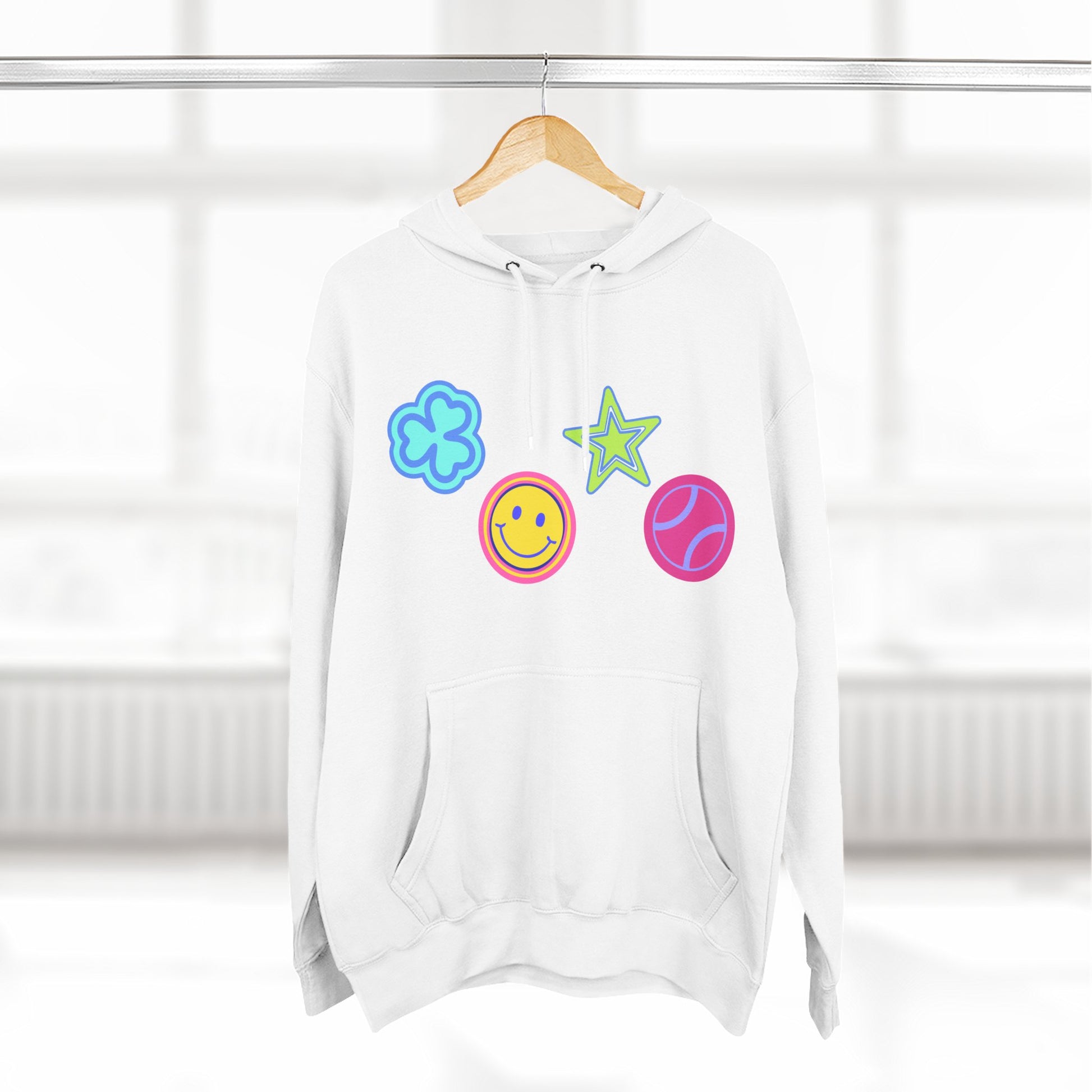 Lucky Star & Clover Patch Three-Panel Fleece Hoodie - snazzymerch