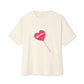 Pink Heart Lollipop Unisex Oversized Boxy Tee - snazzymerch