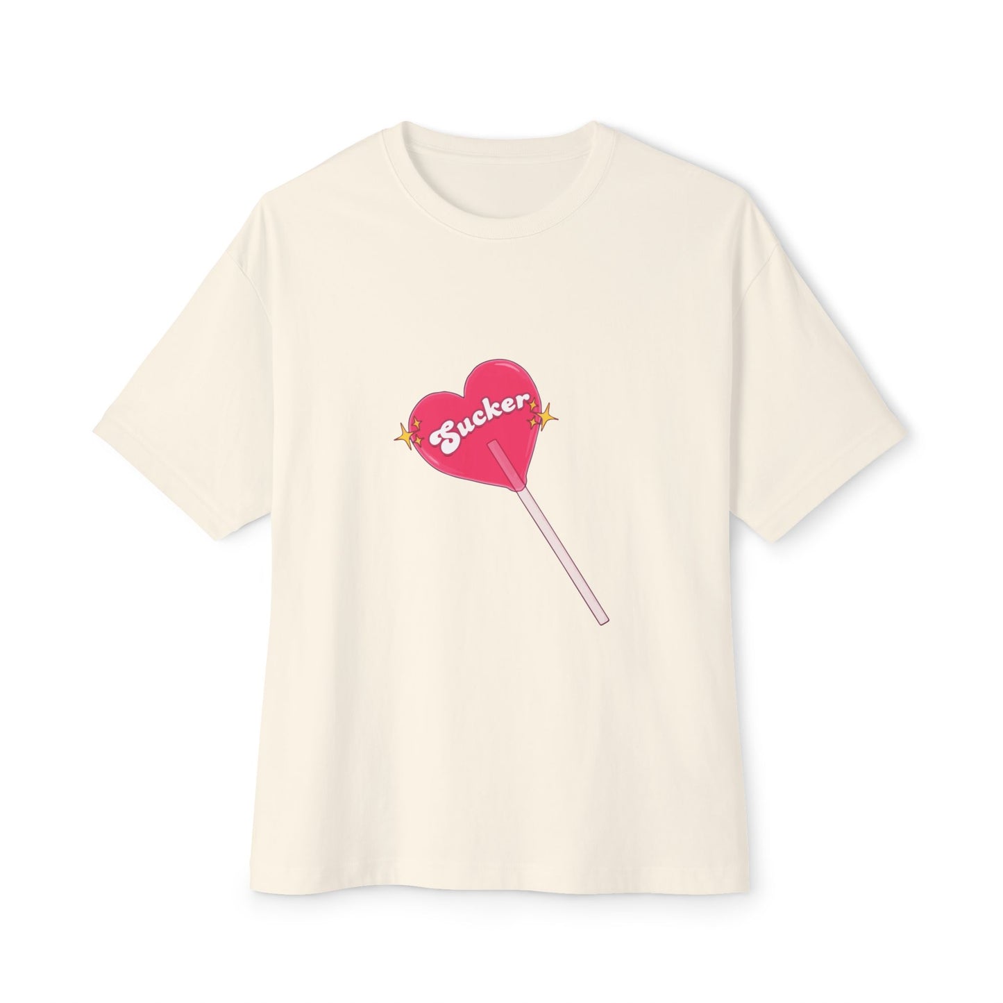 Pink Heart Lollipop Unisex Oversized Boxy Tee - snazzymerch