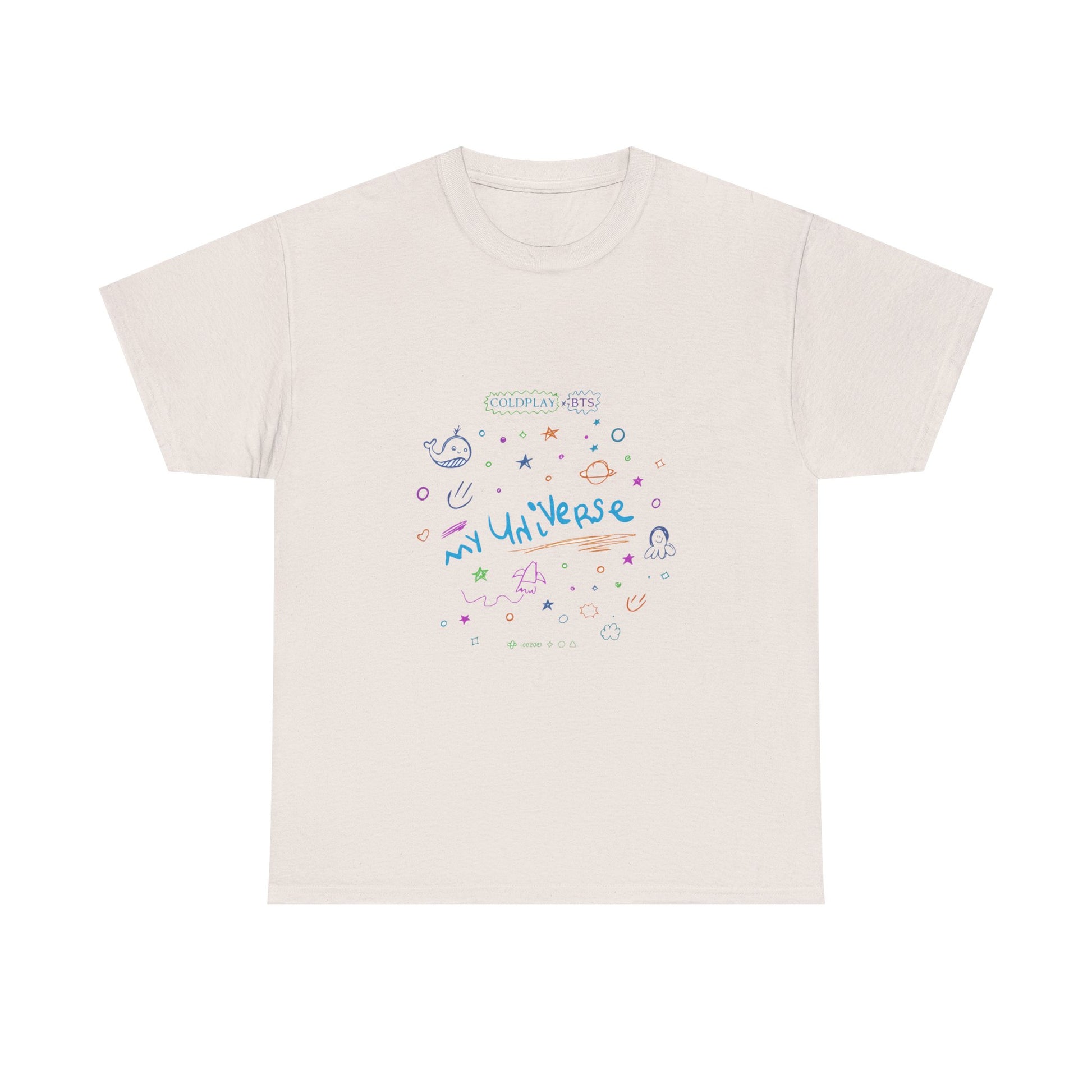 Neon Space Doodles Unisex Cotton Tee Printify