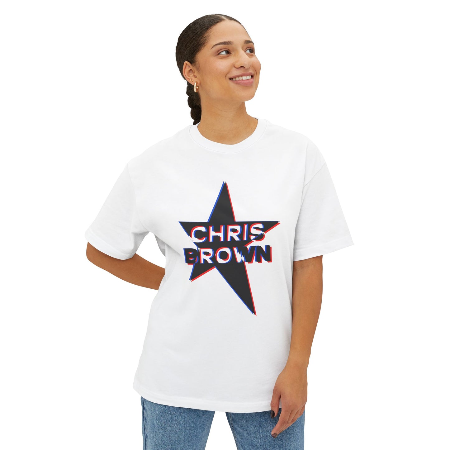 Star Outline Retro Unisex oversized Boxy Tee - snazzymerch