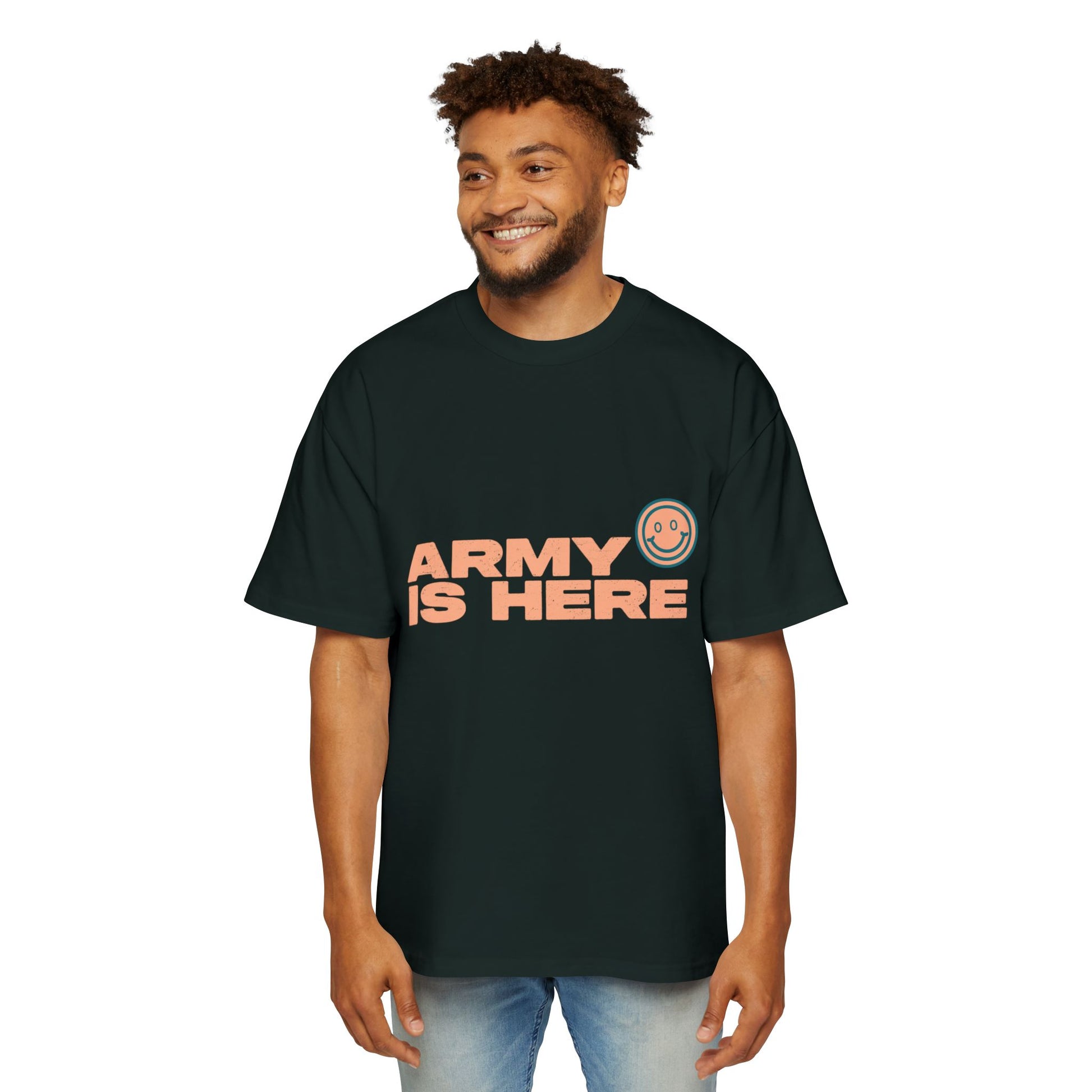 Smiley Army Vibe Men's Heavy Oversized Tee - snazzymerch