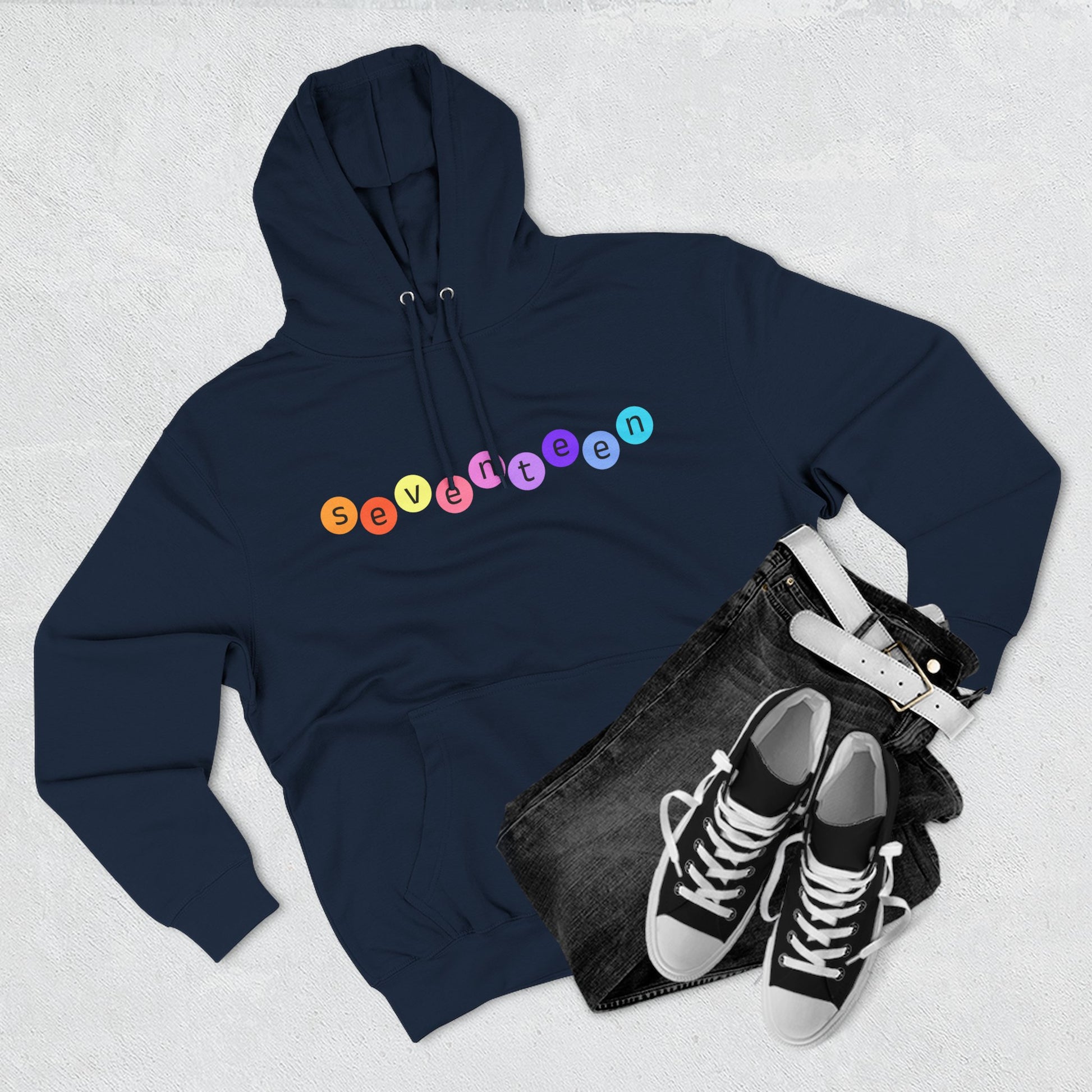 Color Pop Seventeen Three-Panel Fleece Hoodie - snazzymerch