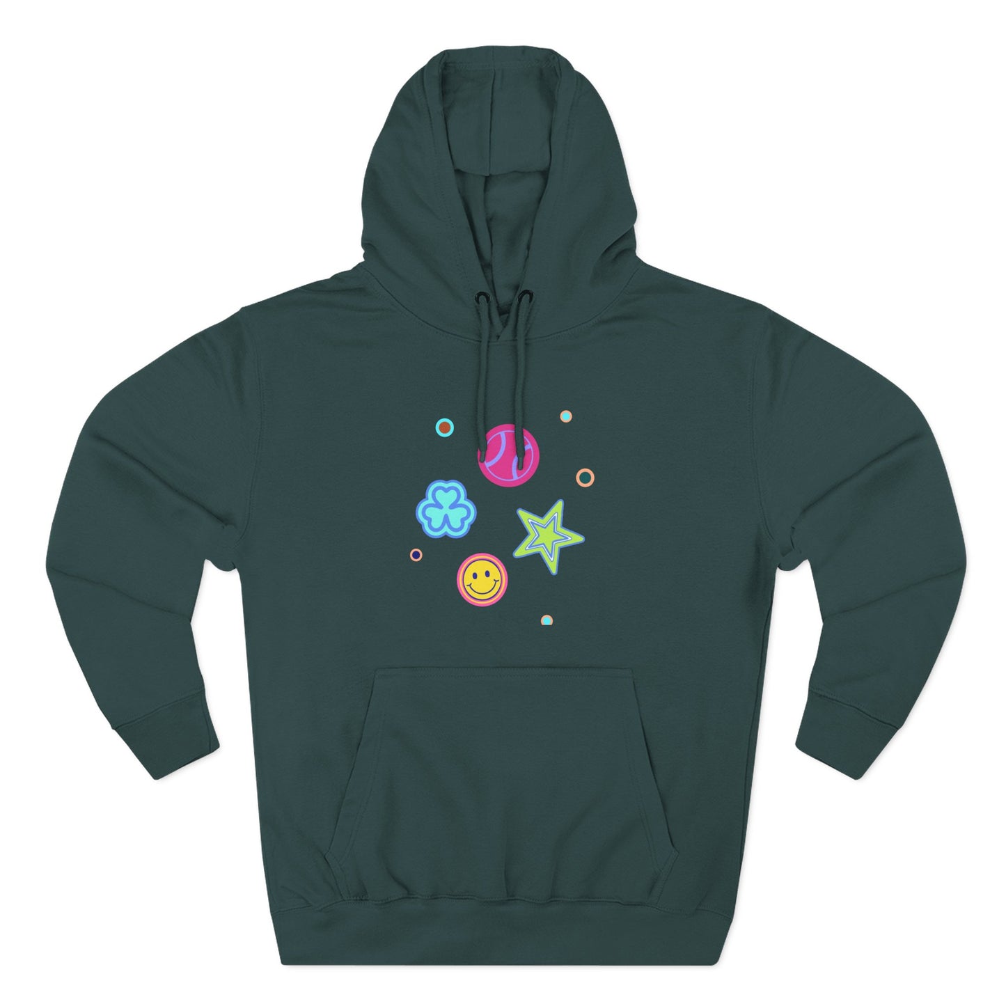 Color Pop Charm Patch Three-Panel Fleece Hoodie - snazzymerch