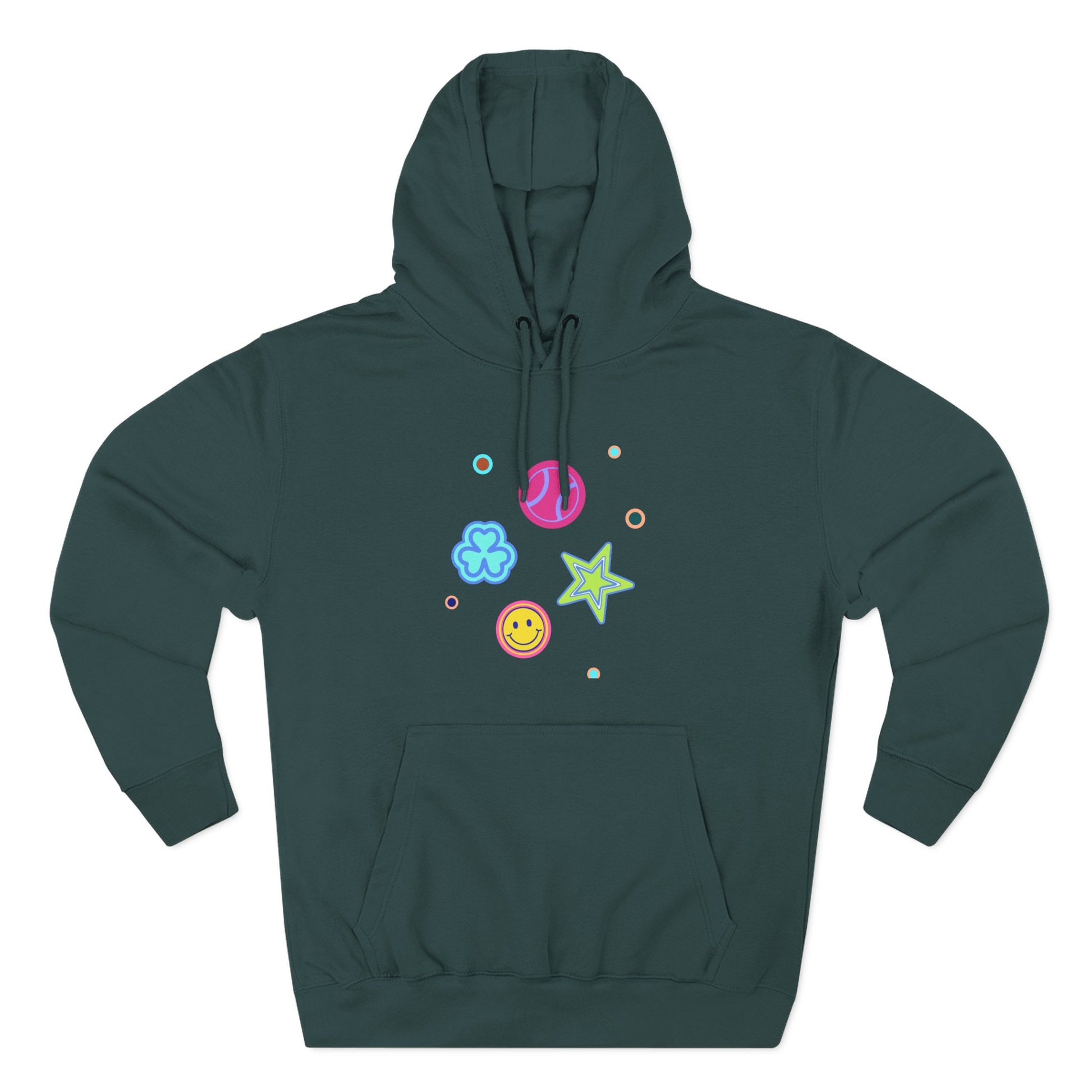 Color Pop Charm Patch Three-Panel Fleece Hoodie - snazzymerch