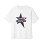 Star Outline Retro Unisex oversized Boxy Tee - snazzymerch
