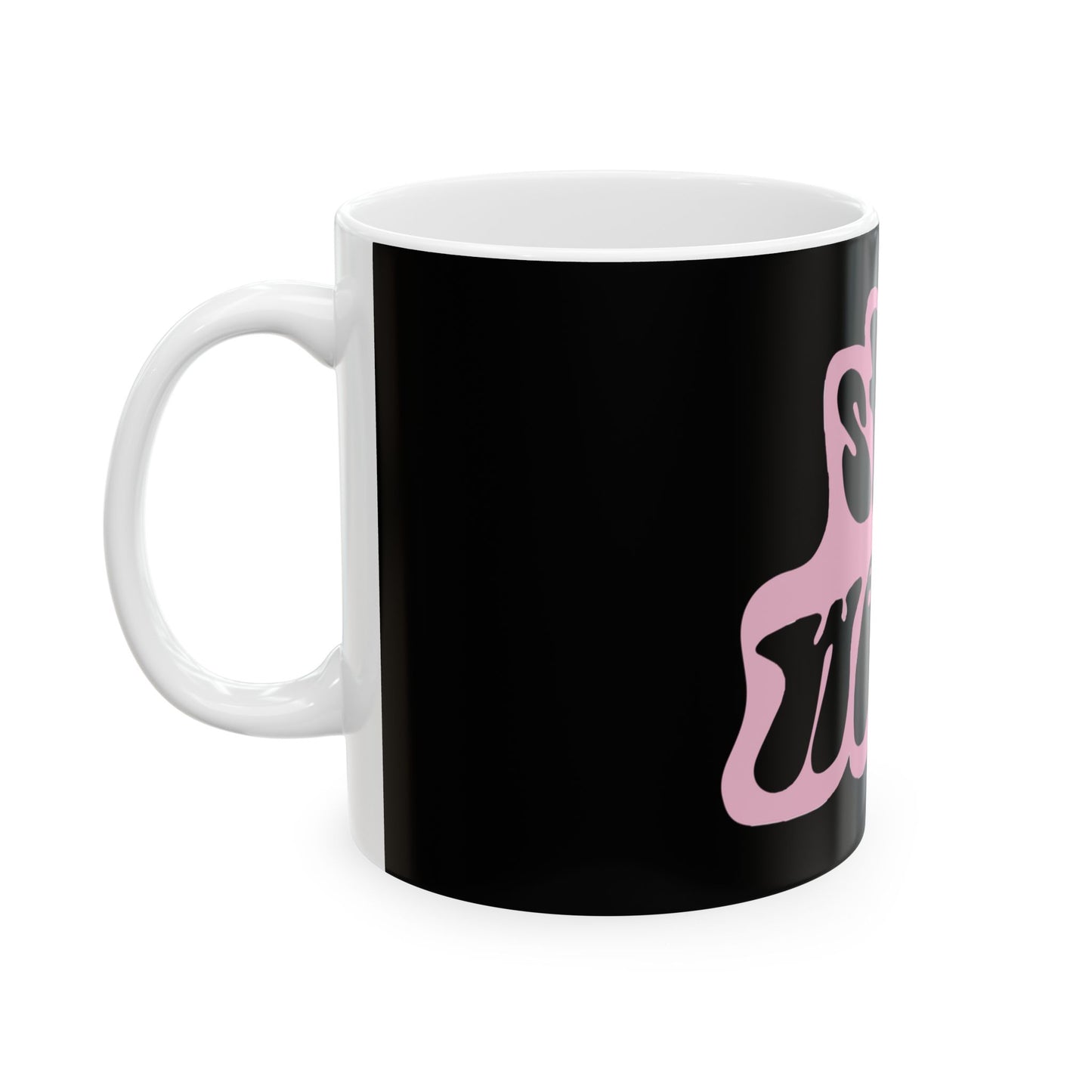 Retro Pink “Stay Weird” Typography Ceramic Mug, (11oz, 15oz) - snazzymerch