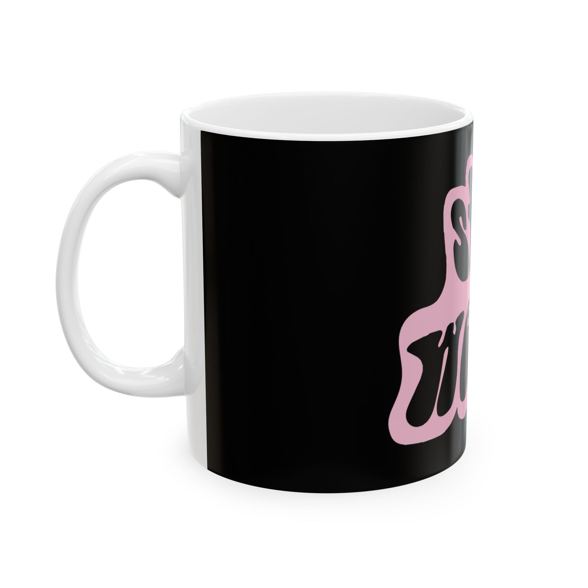 Retro Pink “Stay Weird” Typography Ceramic Mug, (11oz, 15oz) - snazzymerch