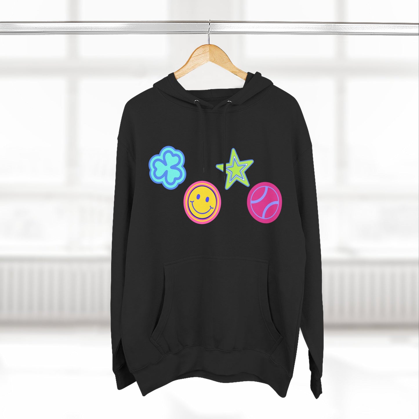 Lucky Star & Clover Patch Three-Panel Fleece Hoodie - snazzymerch