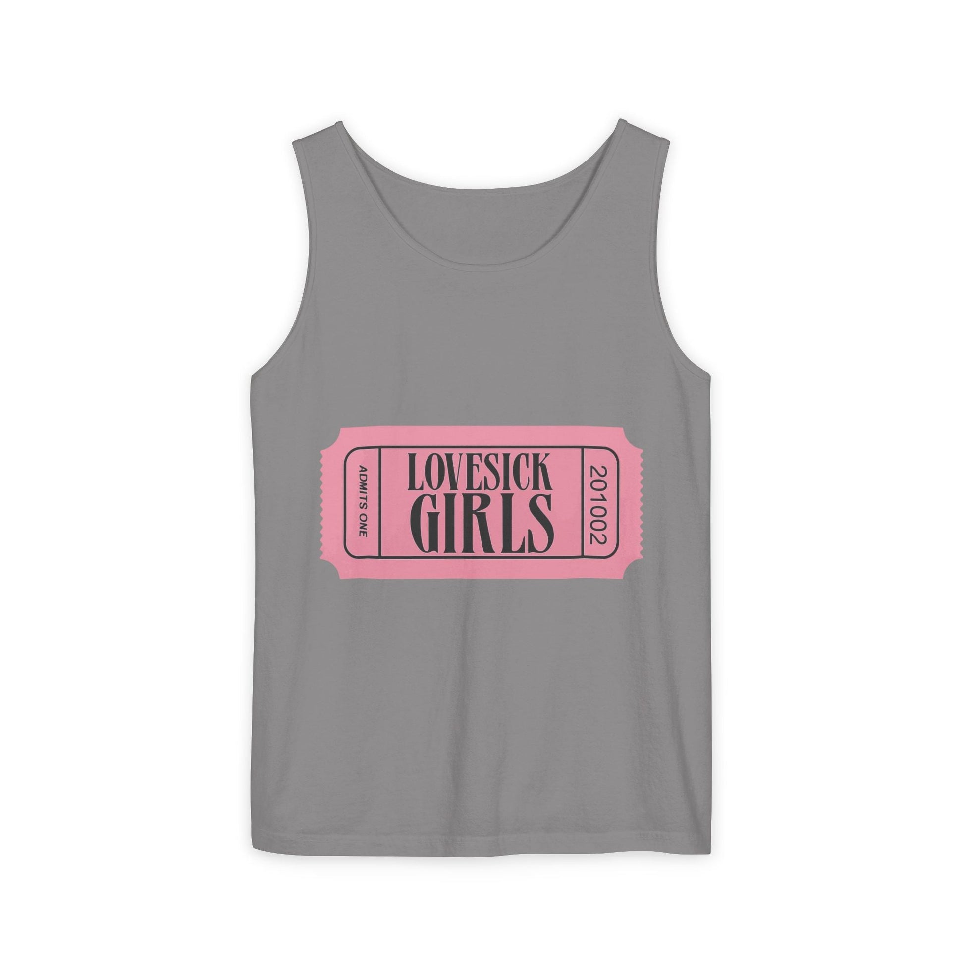 Lovesick Girls Ticket – Dyed Tank Top Printify
