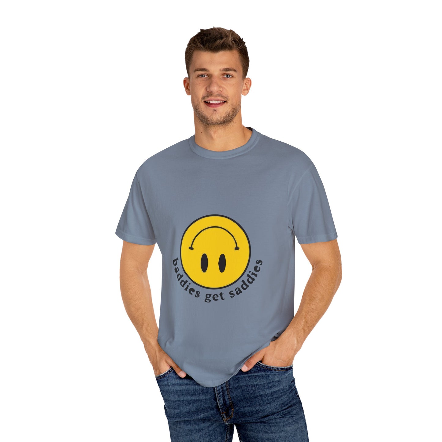 Yellow Smiley Unisex Garment-Dyed T-shirt - snazzymerch