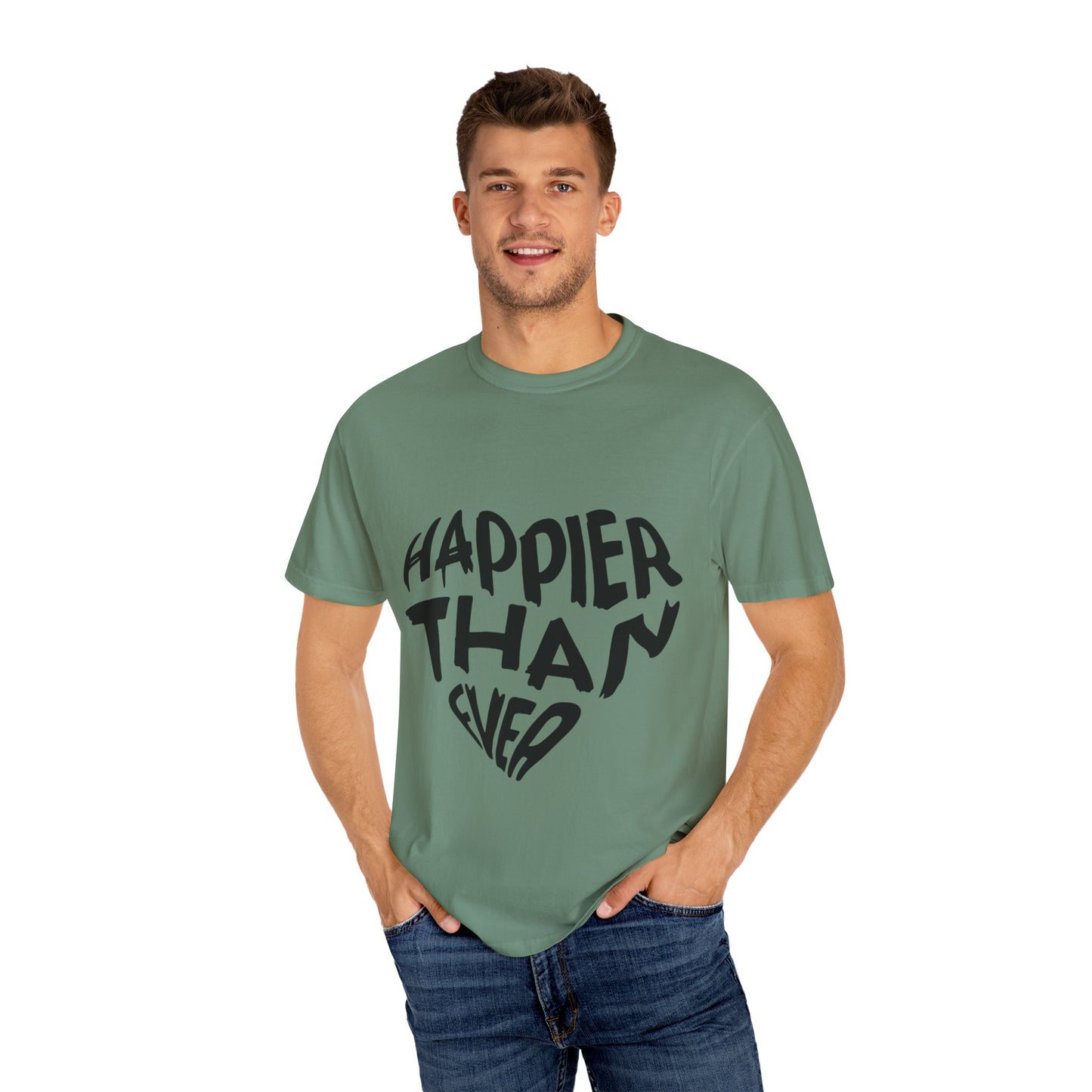 Billie Eilish Inspired Dyed T-shirt – Happier Heart Lettering Edition Printify