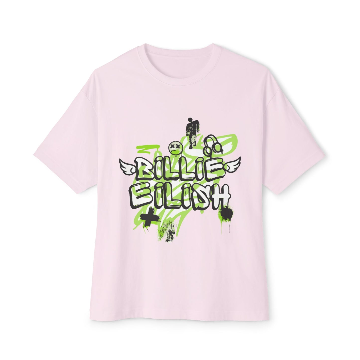 Billie Eilish Inspired Grunge Angel Oversized T-Shirt – Graffiti Streetwear Edition Printify