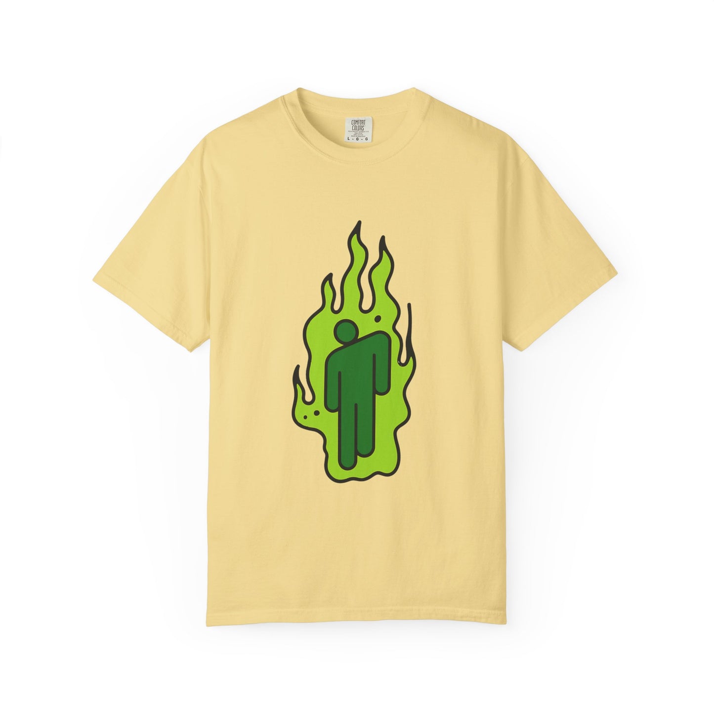 Billie Eilish Inspired Dyed T-shirt – Green Flame Icon Edition Printify