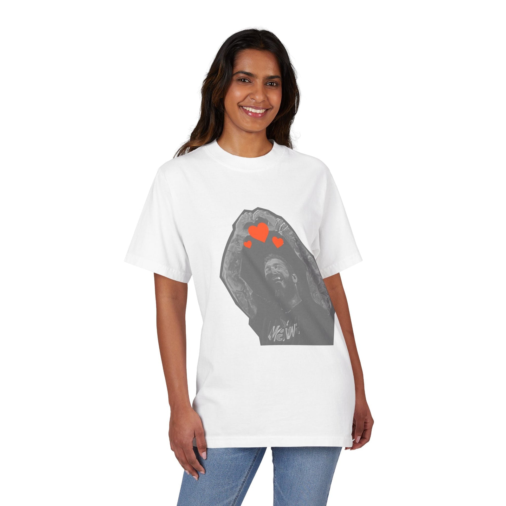 Unisex Garment-Dyed Drop-Shoulder T-Shirt – Post Malone Heartfelt Wishes Printify