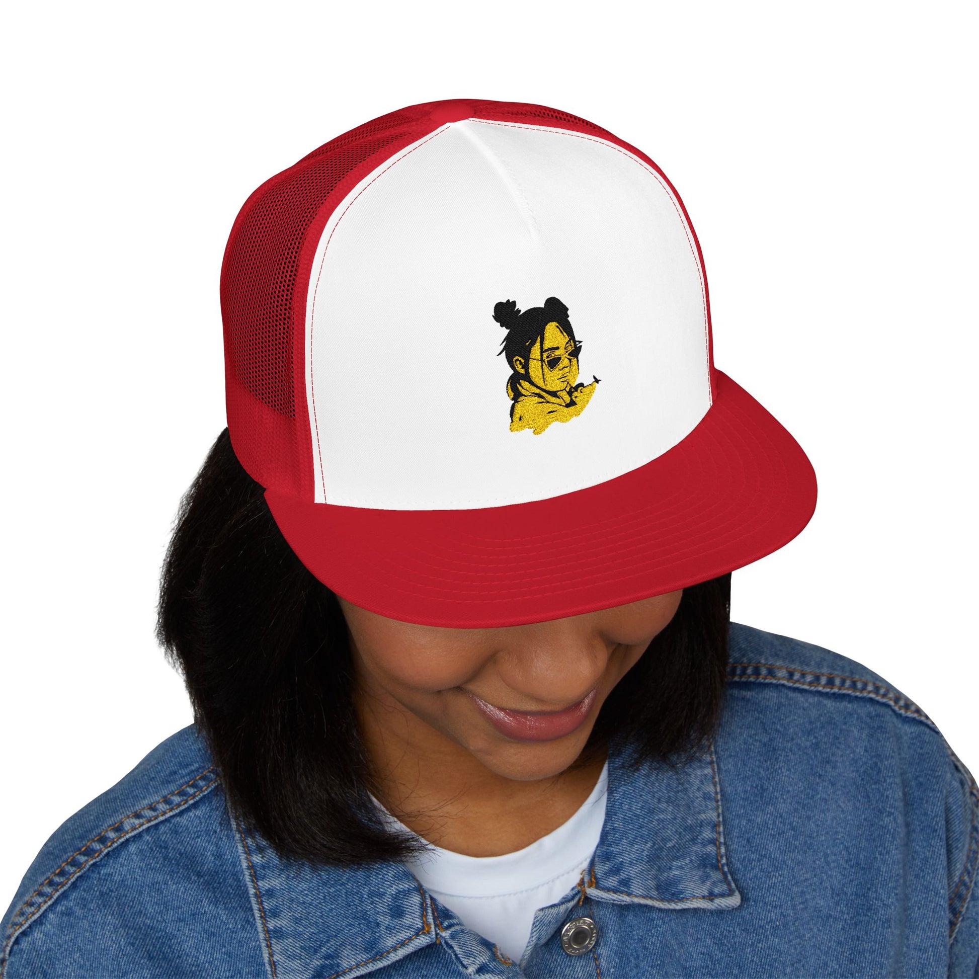 Billie Eilish Inspired Trucker Cap – Neon Mood Portrait Edition Printify