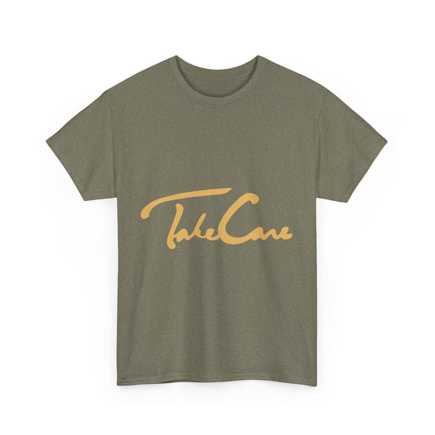 Take Care Gold Script Heavy Cotton Tee Printify