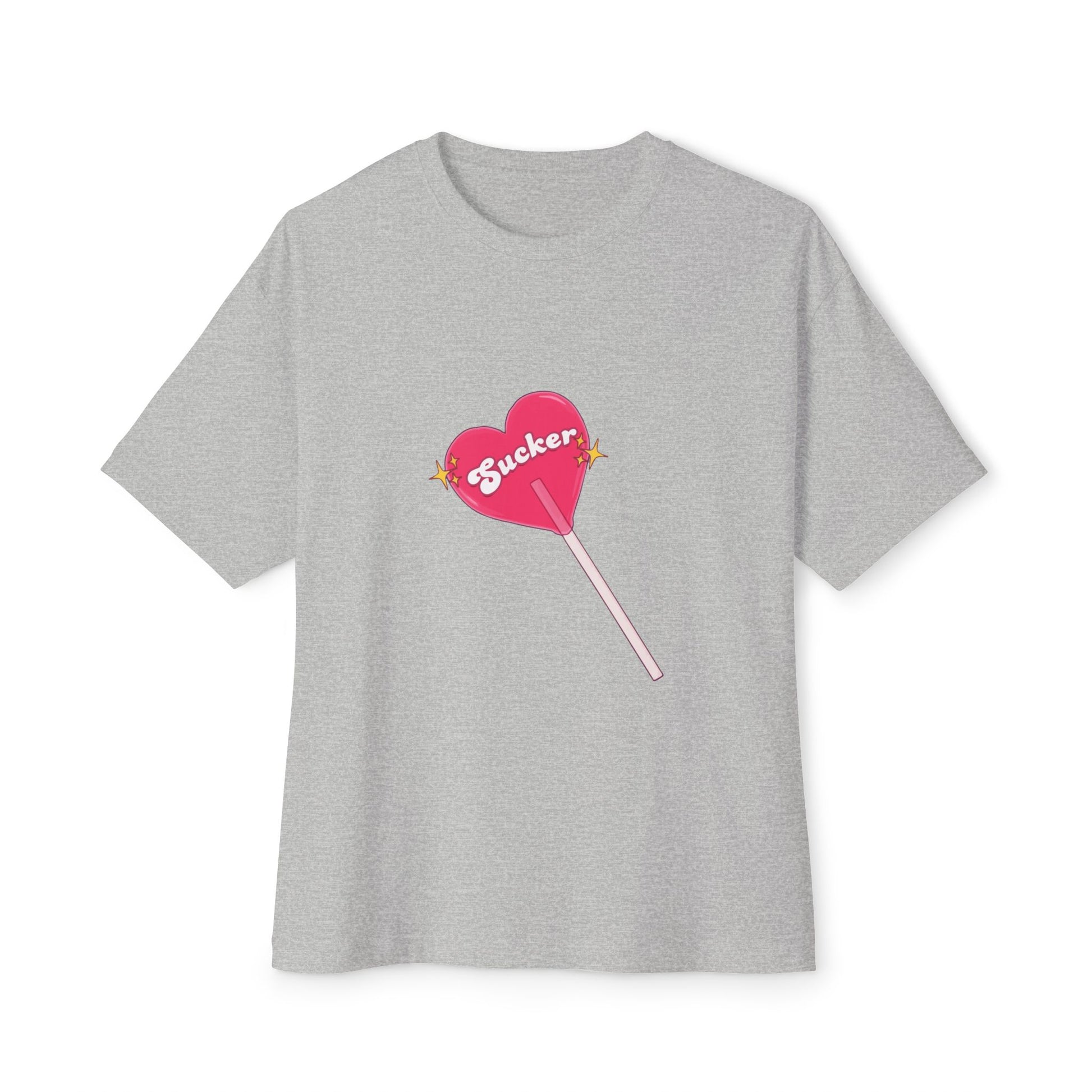 Pink Heart Lollipop Unisex Oversized Boxy Tee - snazzymerch