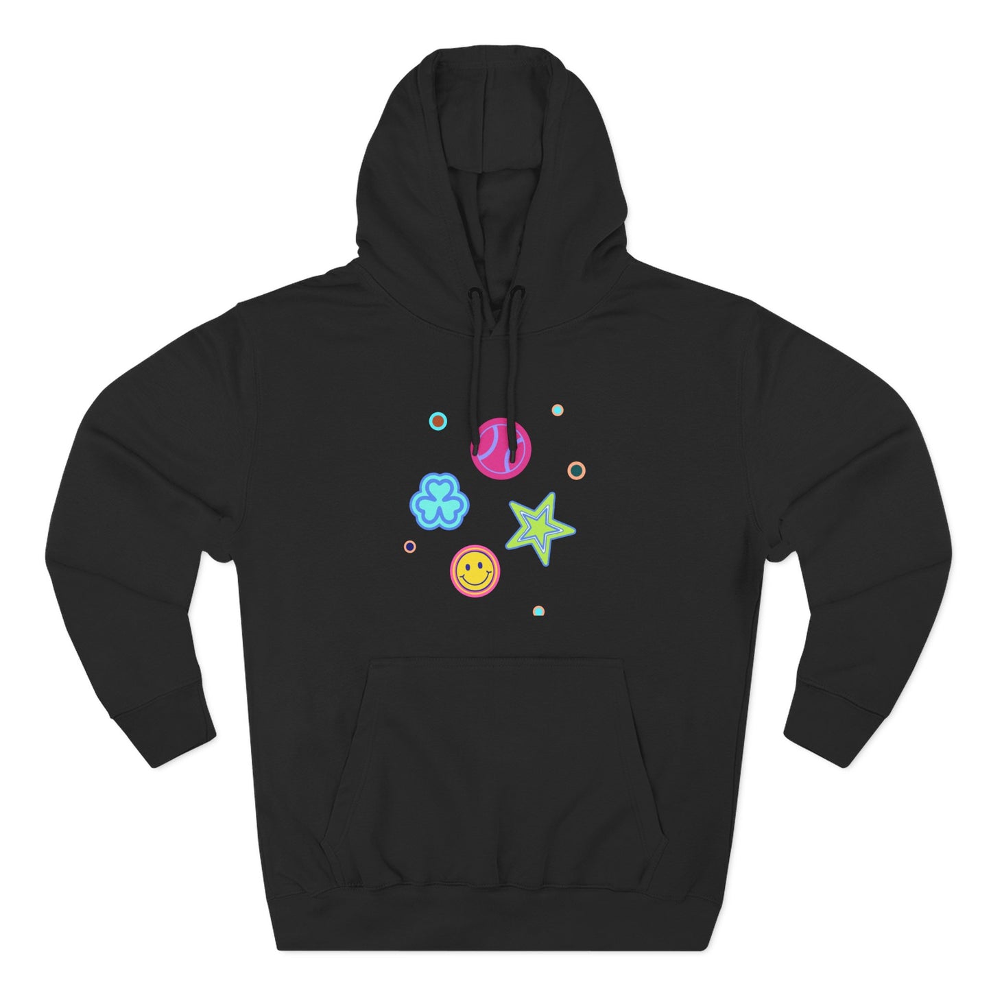 Color Pop Charm Patch Three-Panel Fleece Hoodie - snazzymerch