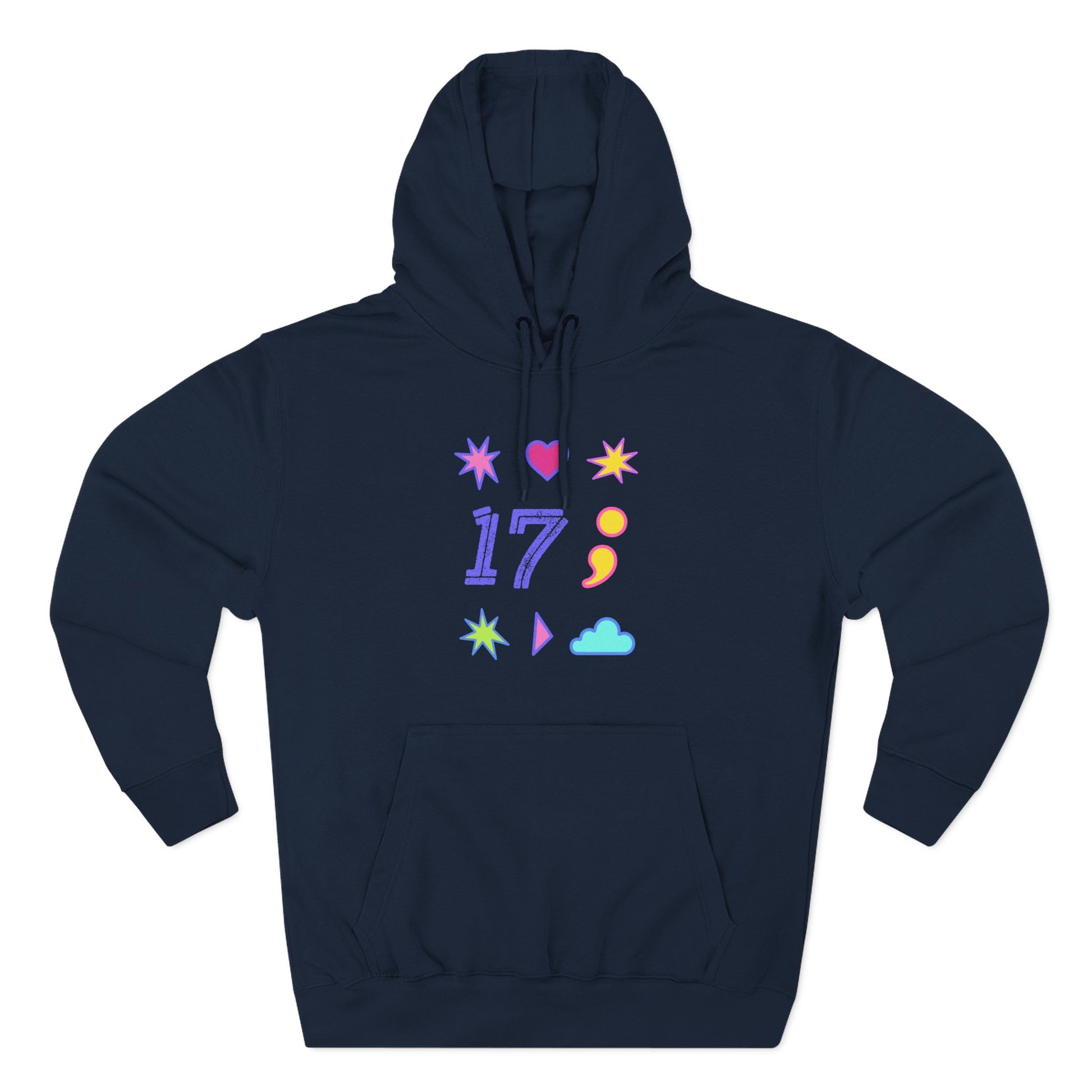Symbols of 17 Aesthetic Three-Panel Fleece Hoodie - snazzymerch