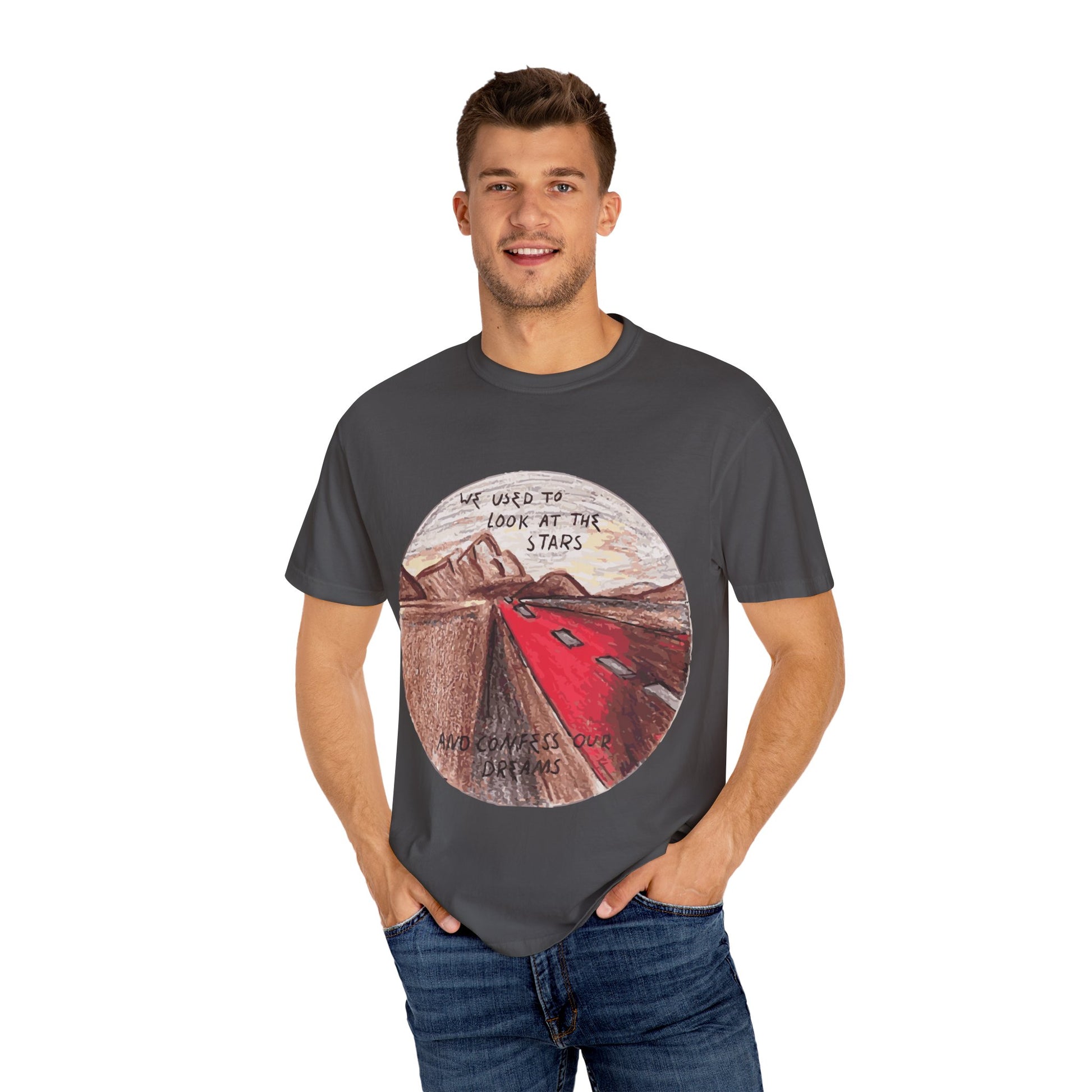 Hand-Drawn Desert Unisex Garment-Dyed T-shirt - snazzymerch