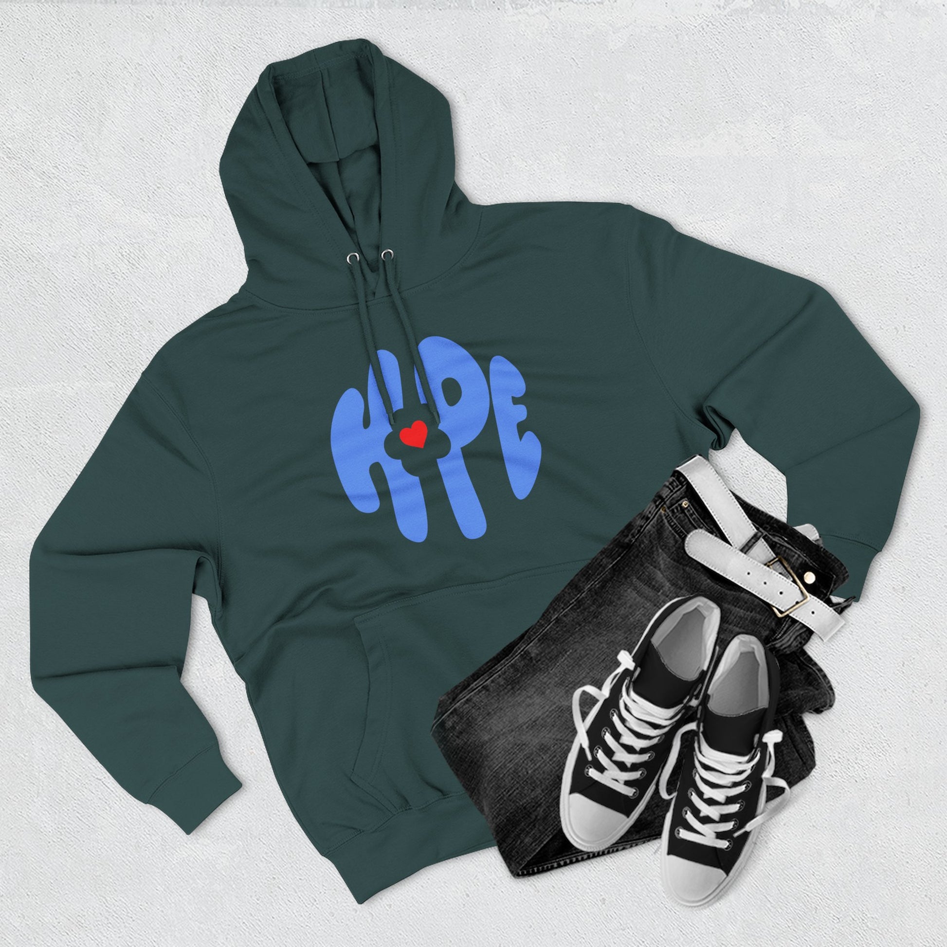 Heart of Hope Retro Three-Panel Fleece Hoodie - snazzymerch