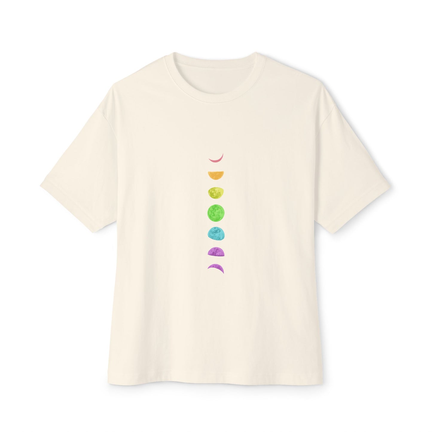 Rainbow Lunar Phases Unisex Oversized Boxy Tee Printify