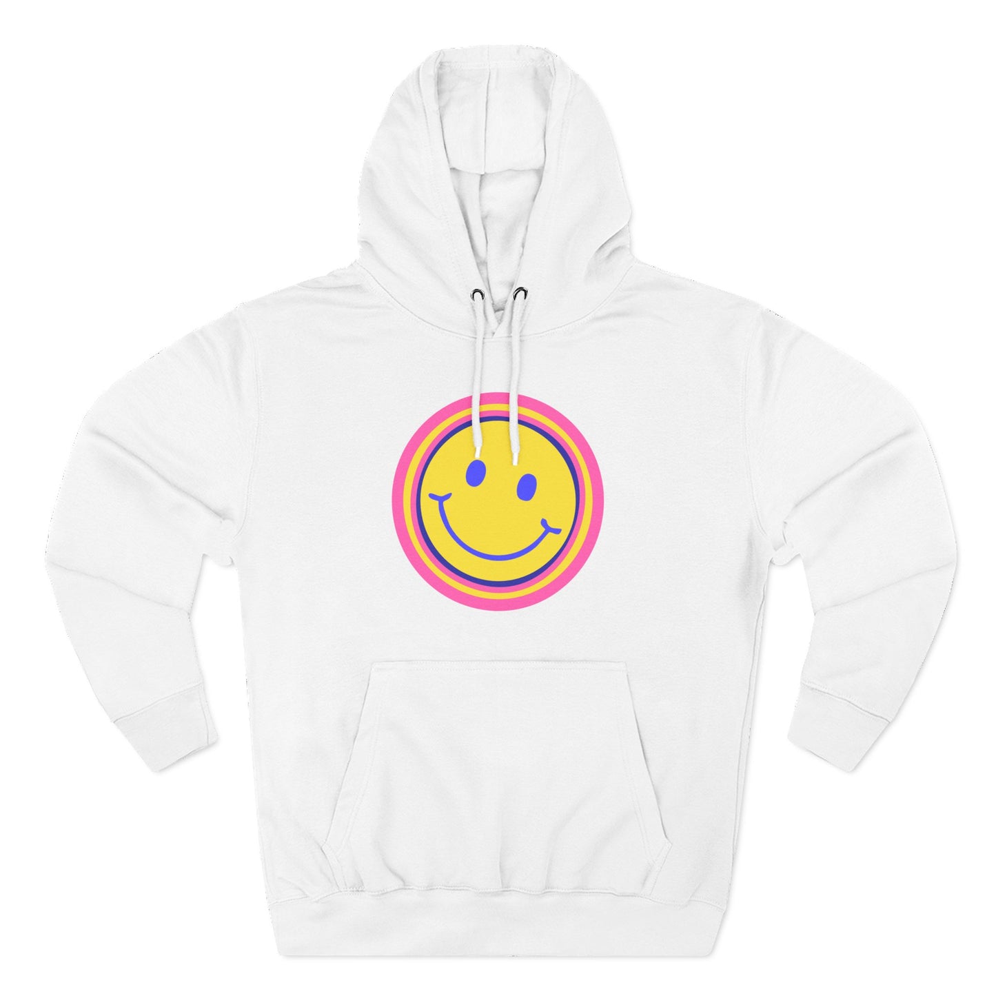 Retro Rainbow Smiley Three-Panel Fleece Hoodie - snazzymerch