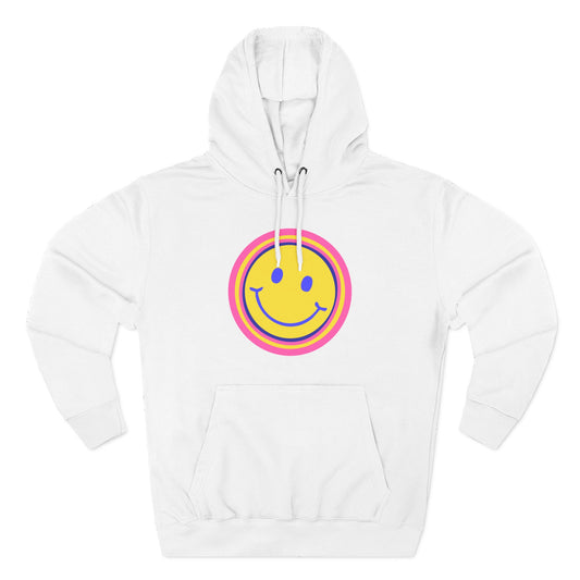 Retro Rainbow Smiley Three-Panel Fleece Hoodie - snazzymerch
