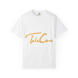 Take Care Gold Script Dyed Tshirt Printify