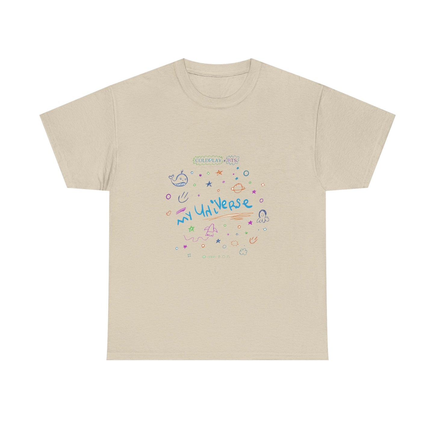 Neon Space Doodles Unisex Cotton Tee Printify