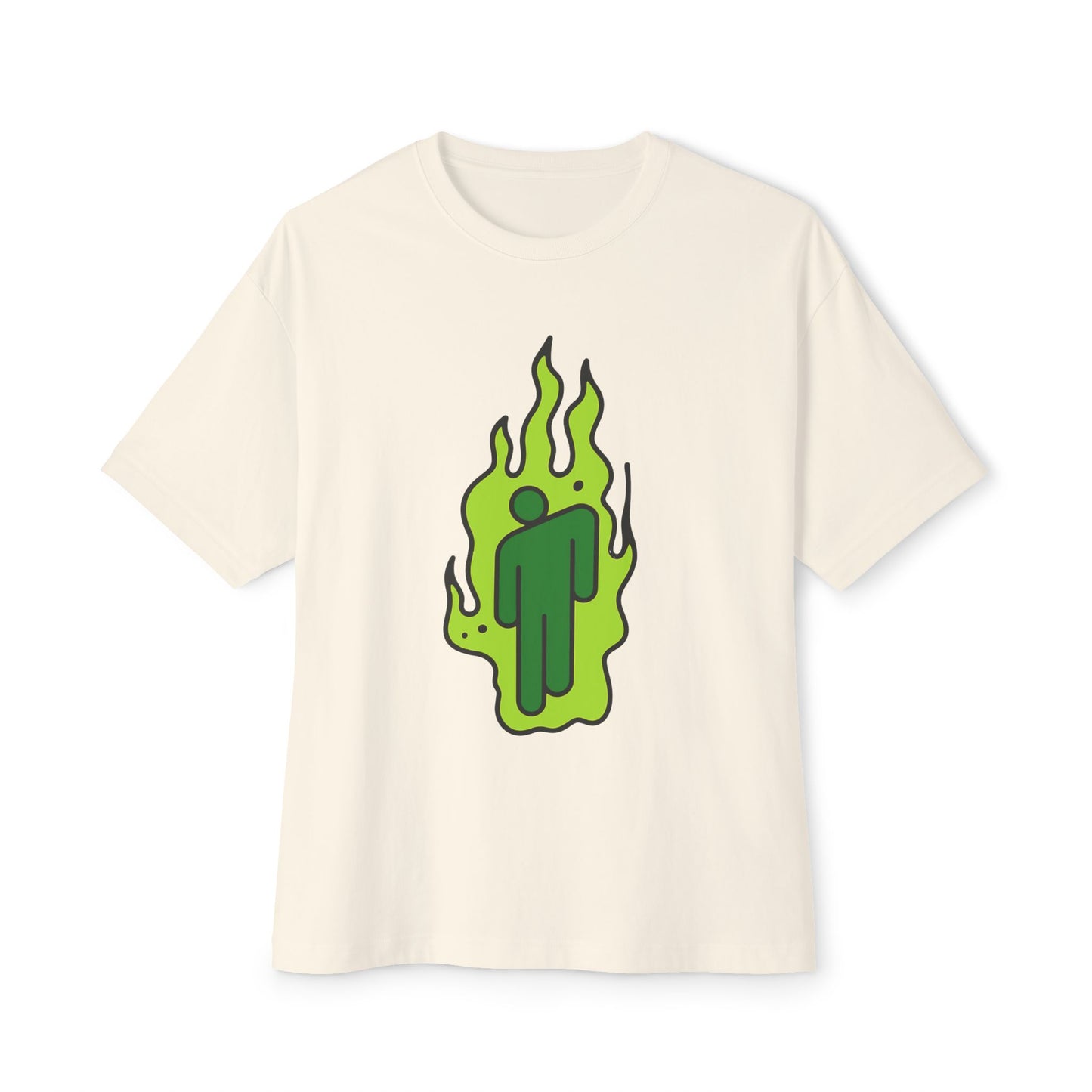 Billie Eilish Inspired Green Flame Oversized T-Shirt – Neon Streetwear Edition Printify