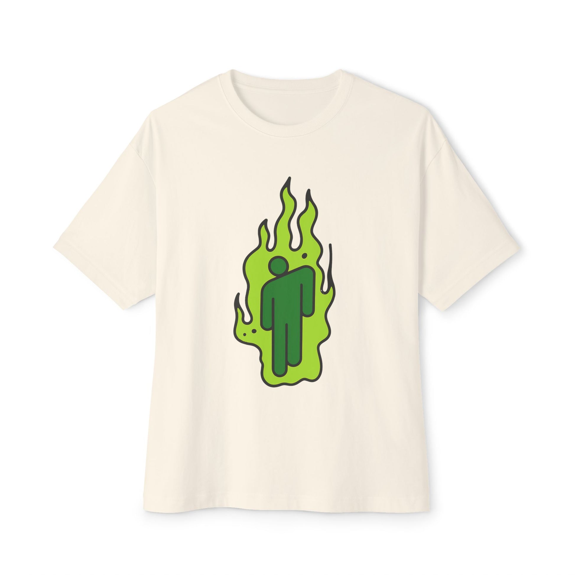 Billie Eilish Inspired Green Flame Oversized T-Shirt – Neon Streetwear Edition Printify
