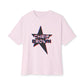 Star Outline Retro Unisex oversized Boxy Tee - snazzymerch