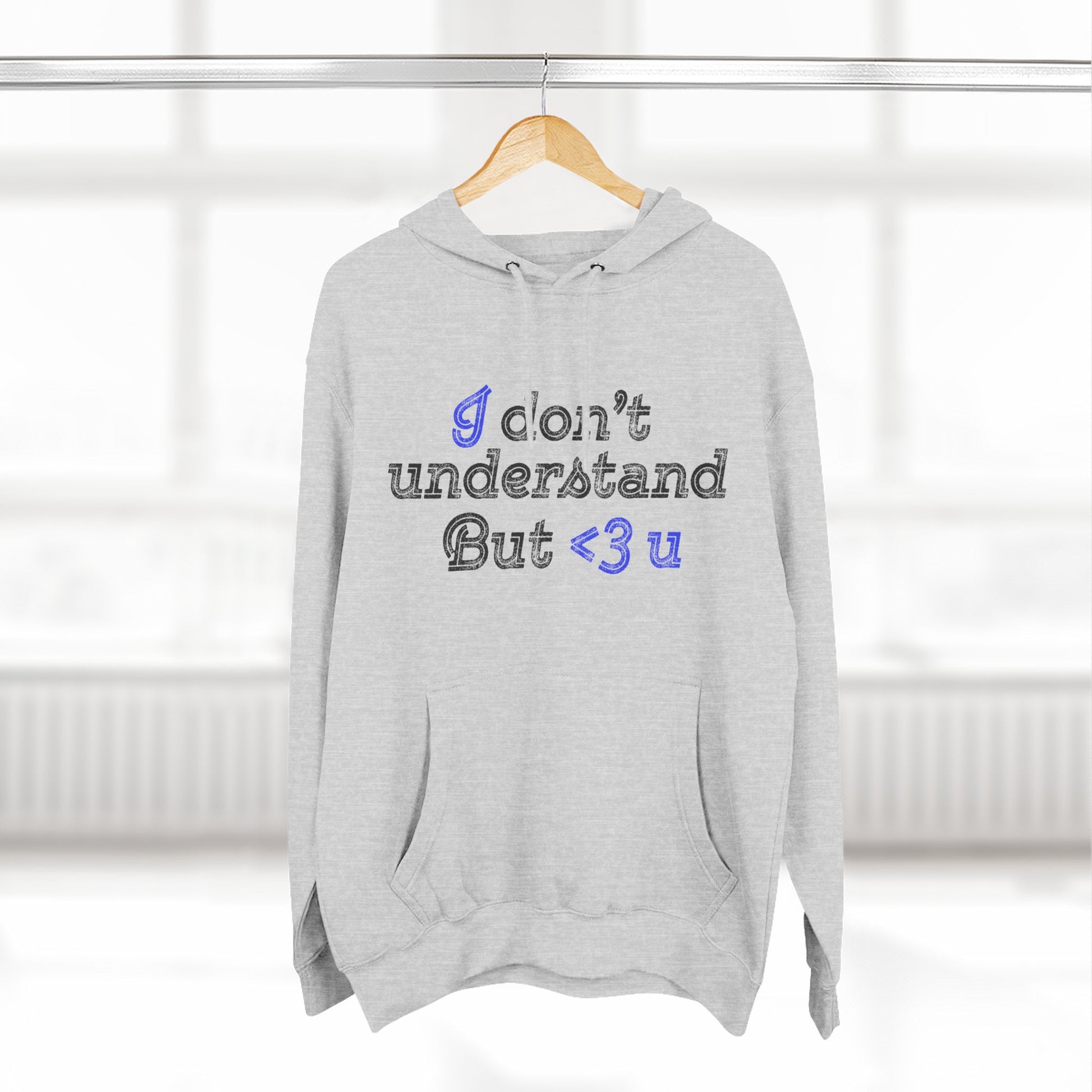 I <3 U Blue Type Three-Panel Fleece Hoodie - snazzymerch