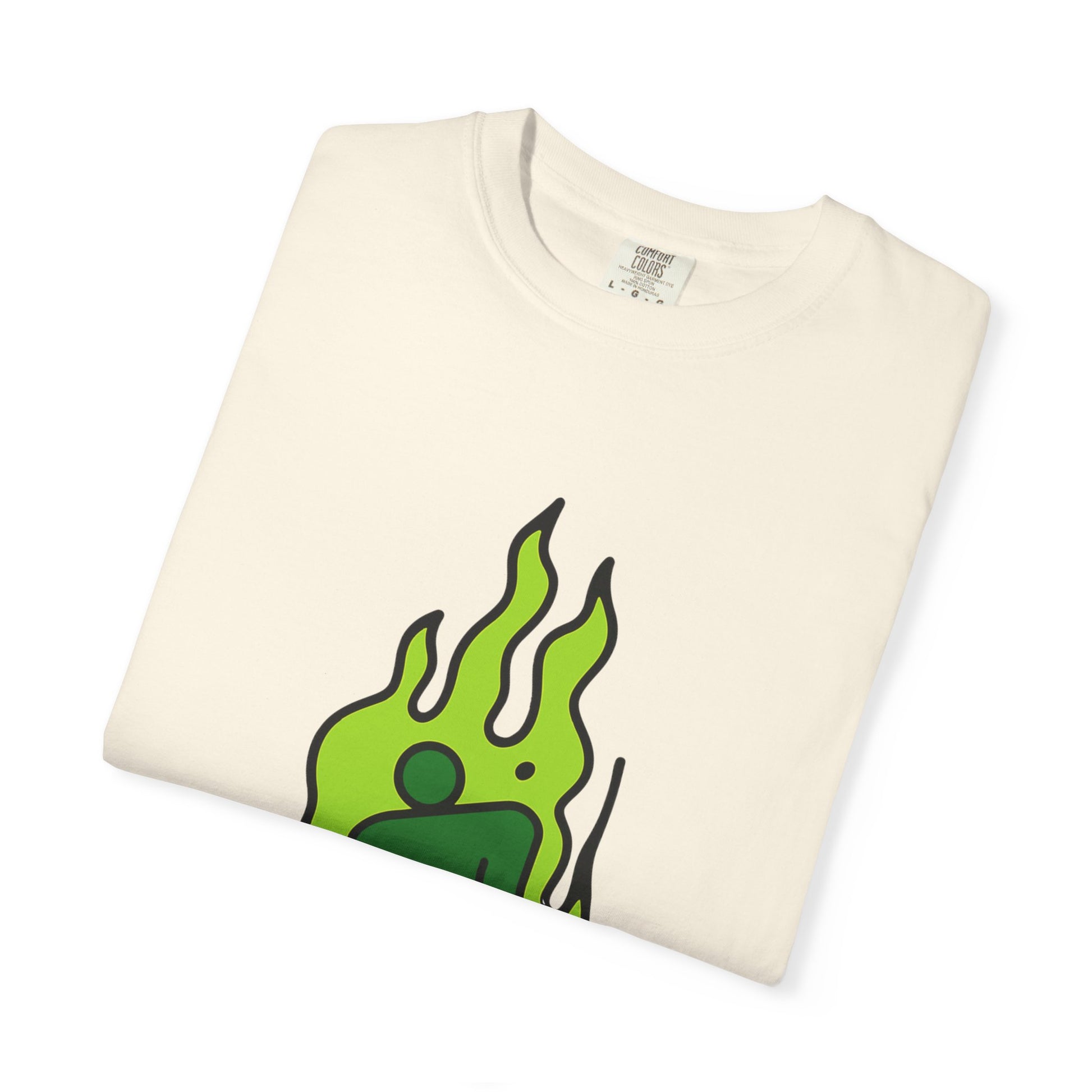Billie Eilish Inspired Dyed T-shirt – Green Flame Icon Edition Printify