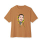 Cartoon Face with Sunflowers Unisex Oversized Boxy Tee Printify