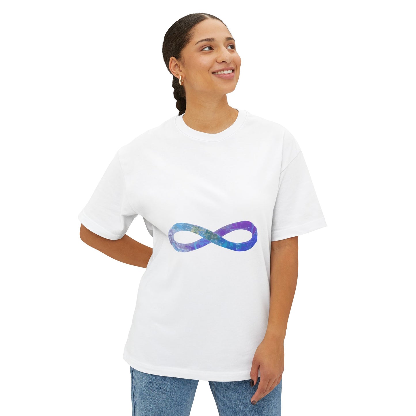 Cosmic Infinity Loop Unisex Oversized Boxy Tee Printify