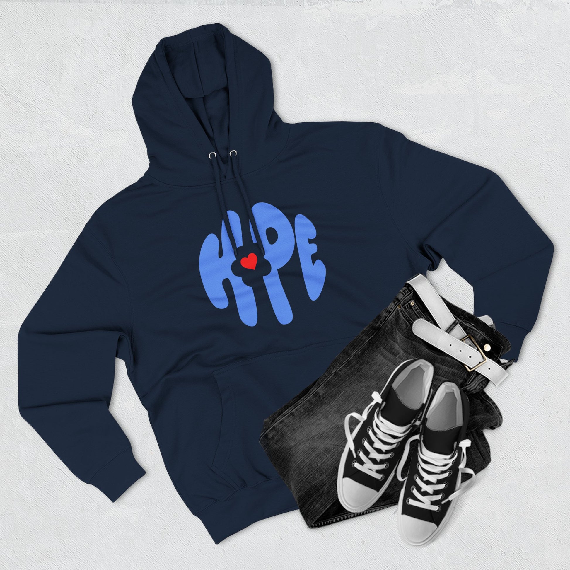 Heart of Hope Retro Three-Panel Fleece Hoodie - snazzymerch