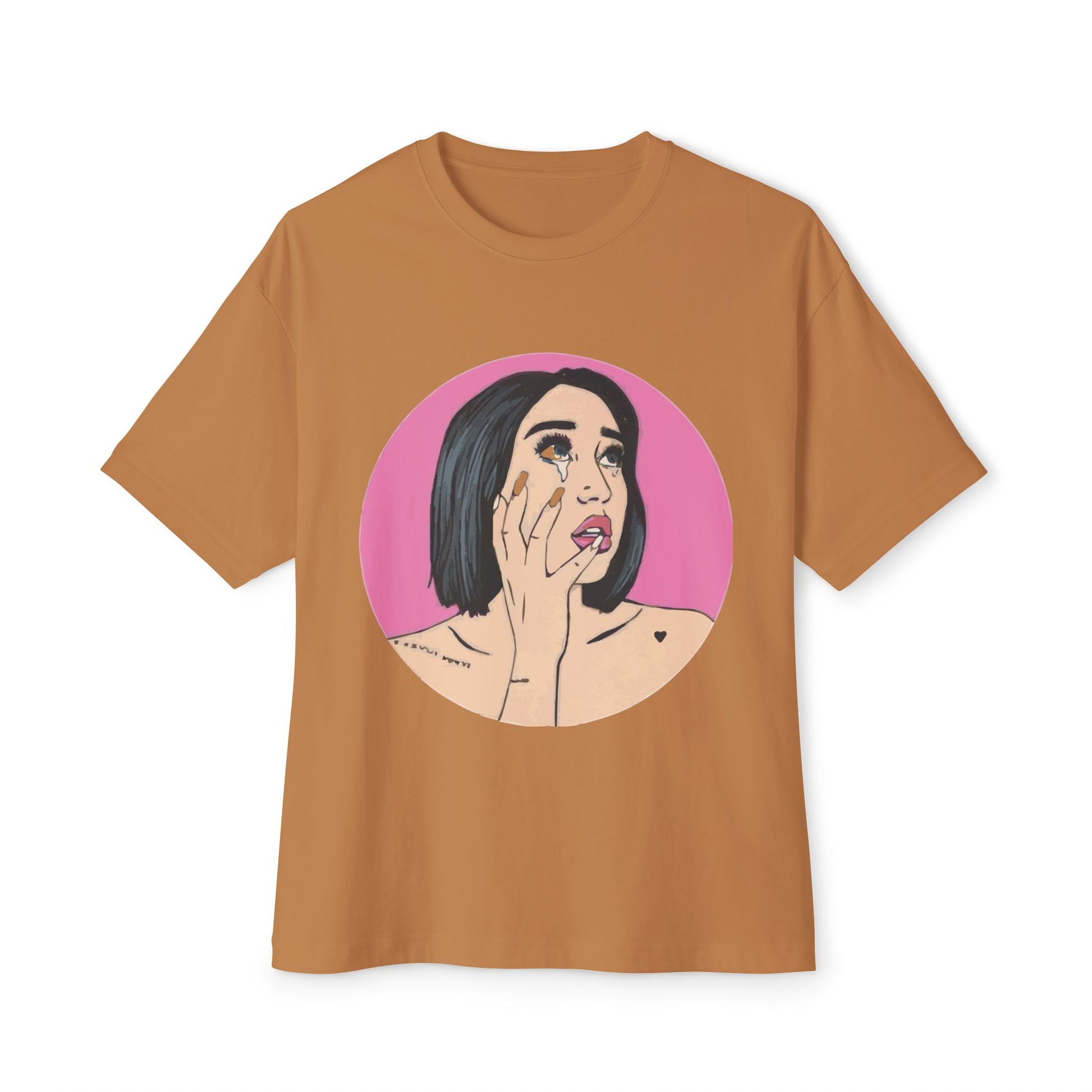 Pop-Art Crying Girl Unisex Oversized Boxy Tee - snazzymerch