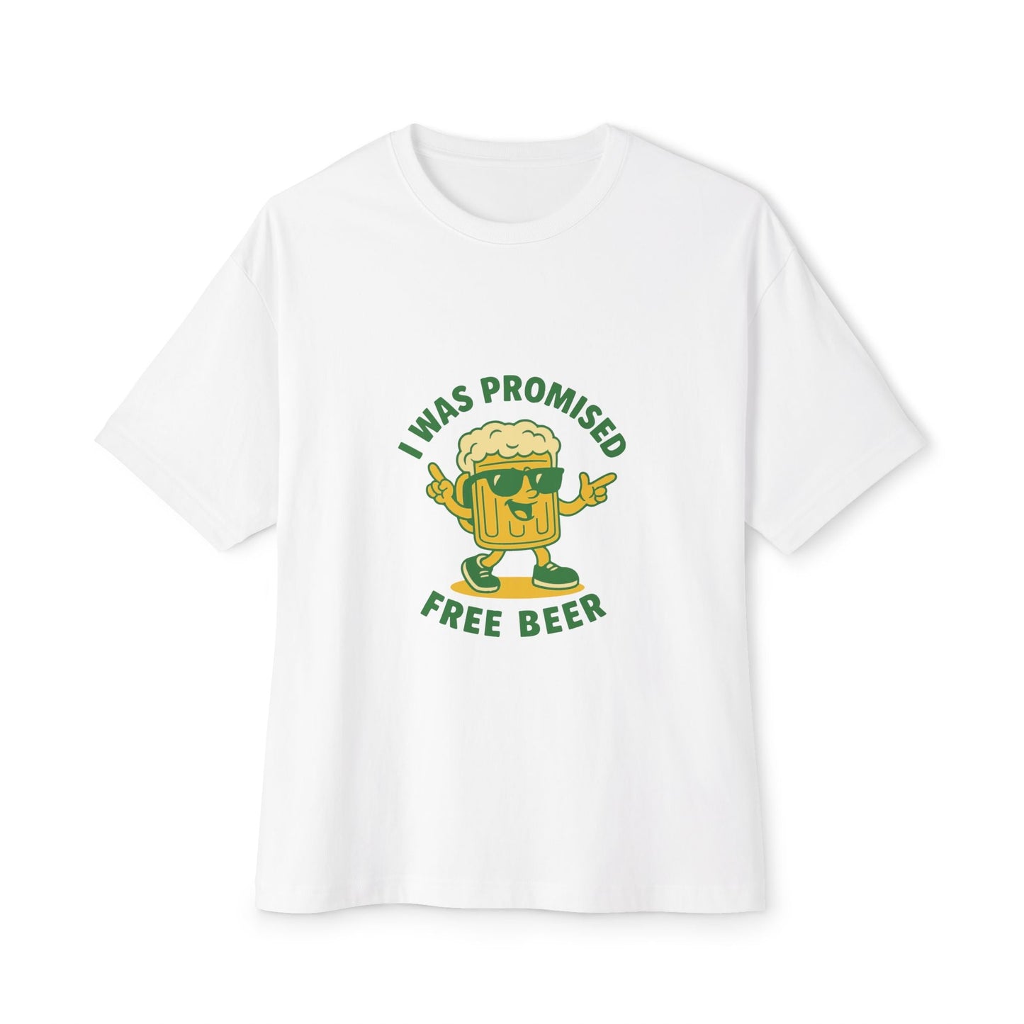 Unisex Oversized Tee – Snazzy Free Beer Edition Printify